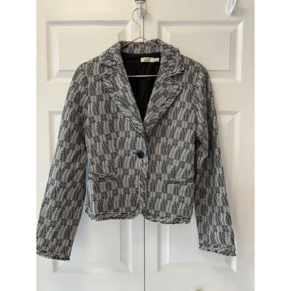PINKO black And White Wool Italian One Button Blazer Womens Size 10 - Picture 8 of 8